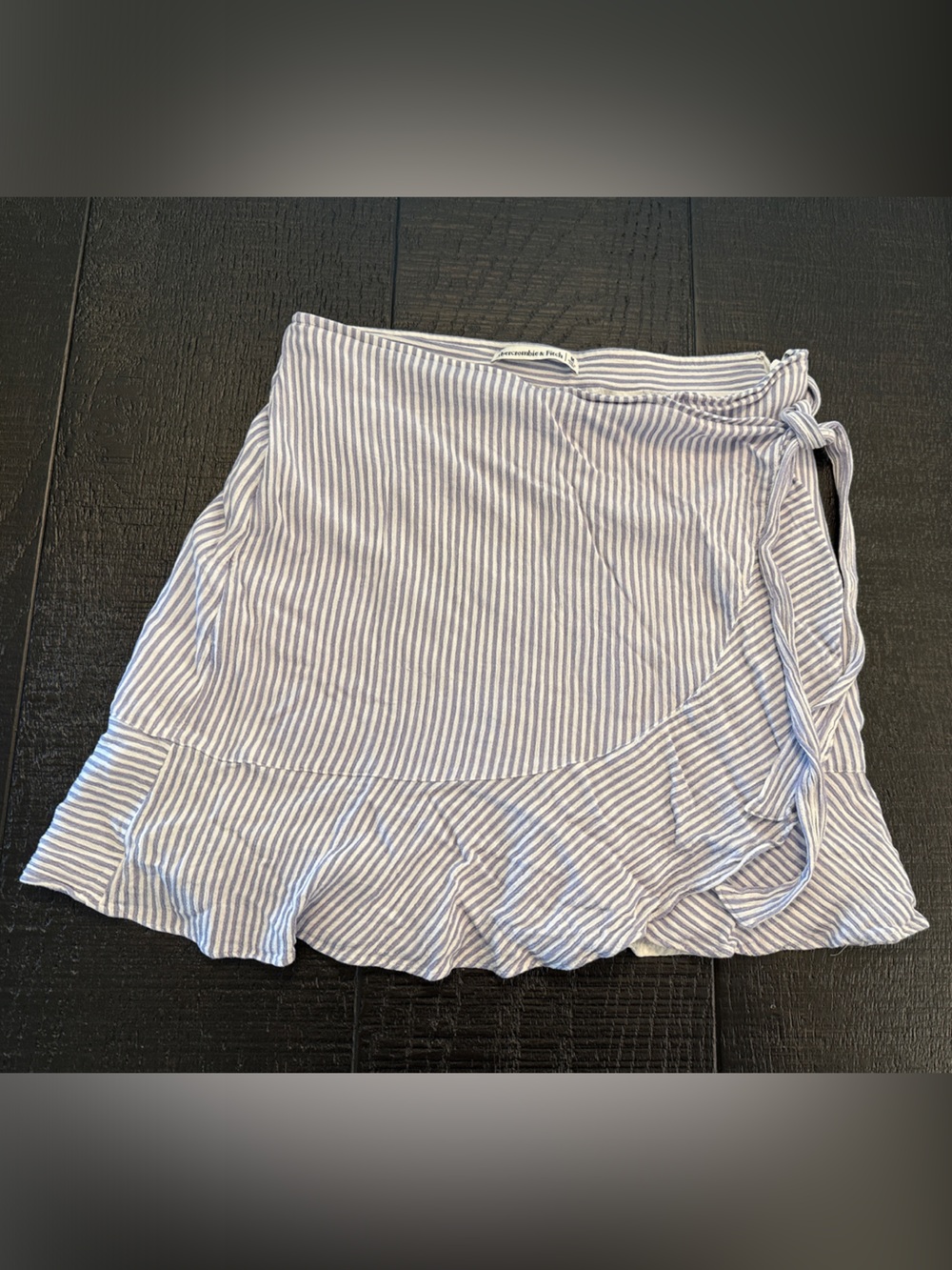 Abercrombie & Fitch Blue and White Striped Wrap Skort